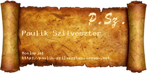 Paulik Szilveszter névjegykártya